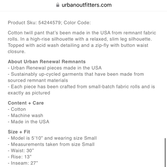 Urban Renewal Remnants Acid Wash Twill Pant S brown pleated pockets NWT - Picture 5 of 15